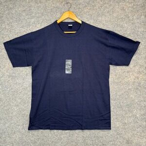 Vintage Russell Athletic Blank Logo Tee Shirt Mens Large Navy Blue 90s Y2K NWOT